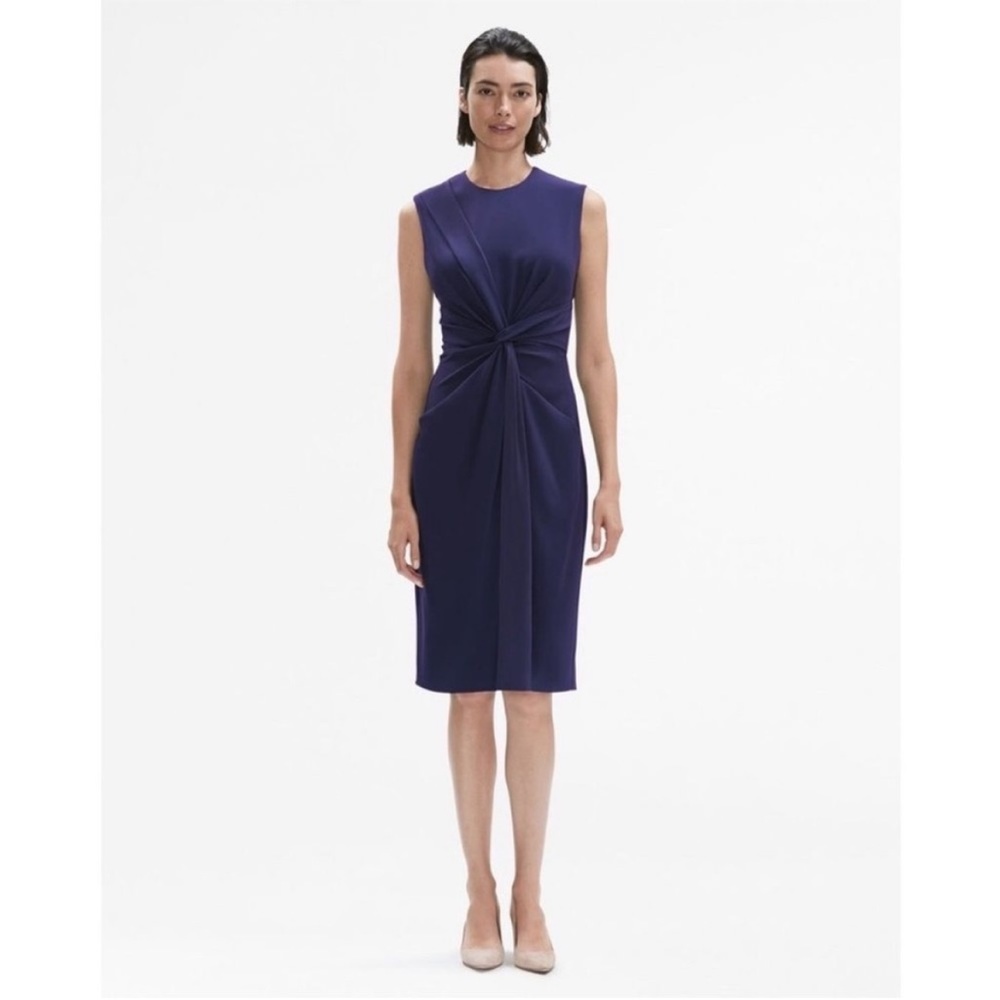 MM.LaFleur Sleeveless Twist-Front Sheath Dress in Deep Purple